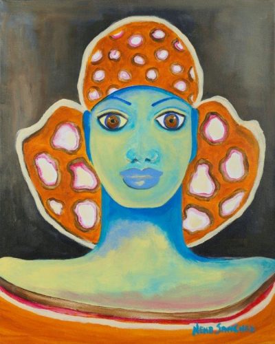 Blue Goddess Orange Scarf – Nena Sanchez